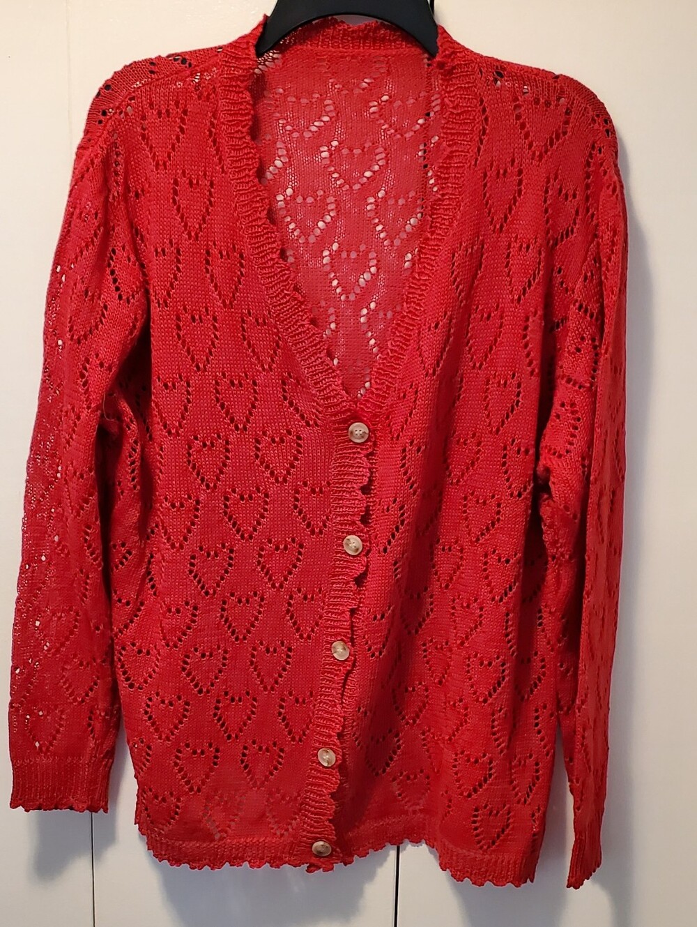 SHEIN Curve Red Heart Button-Up Cardigan 1XL NEW w/o Tags